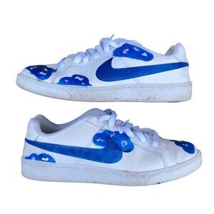 CUSTOM Nike Court Royale White Metallic Silver Size 8.5